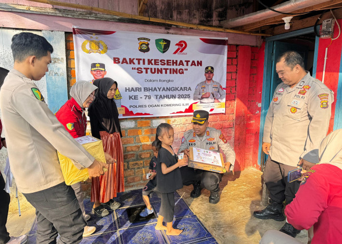 Sambut HUT Bhayangkara, Polres OKI Lakukan Penanganan Stunting di Kelurahan Cinta Raja Kayuagung 