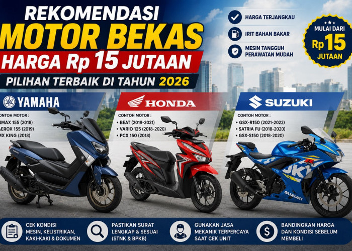 Rekomendasi Motor Bekas Harga Rp 15 Jutaan, Pilihan Terbaik di Tahun 2026: Ada Yamaha, Honda dan Suzuki