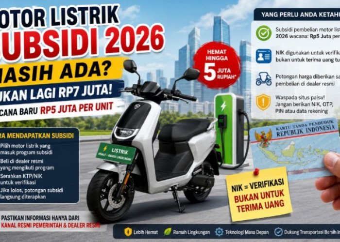 Motor Listrik Subsidi 2026 Masih Ada? Bukan Lagi Rp7 Juta, Begini Cara Cek Pakai NIK