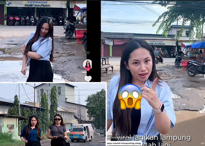 Unik Konten Kreator Cantik Jogetin Jalan-jalan Rusak di Kota Lampung, ‘Sudah Ya Guys Nanti Viral Lagi’ 