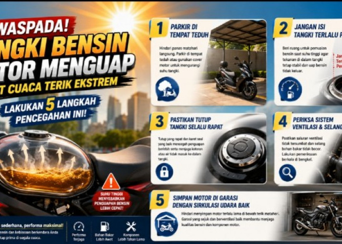 5 Cara Aman Mencegah Tangki Bensin Motor Cepat Menguap Saat Cuaca Terik, Jangan Sepelekan Kebiasaan Parkir