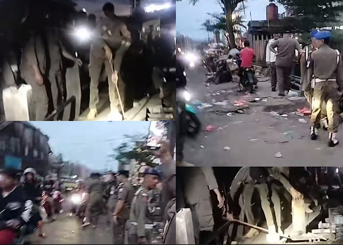 Pagi Ini Pasar 10 Ulu Ditertibkan, Lapak ‘Makan Jalan’ Bikin Sempit Jalan Dibongkar Pol PP