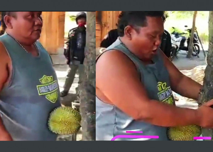 Geger! Pria Gempal Tantang Wong Palembang Belah Durian Pakai Perut, Reaksi Warganet Bikin Ngakak