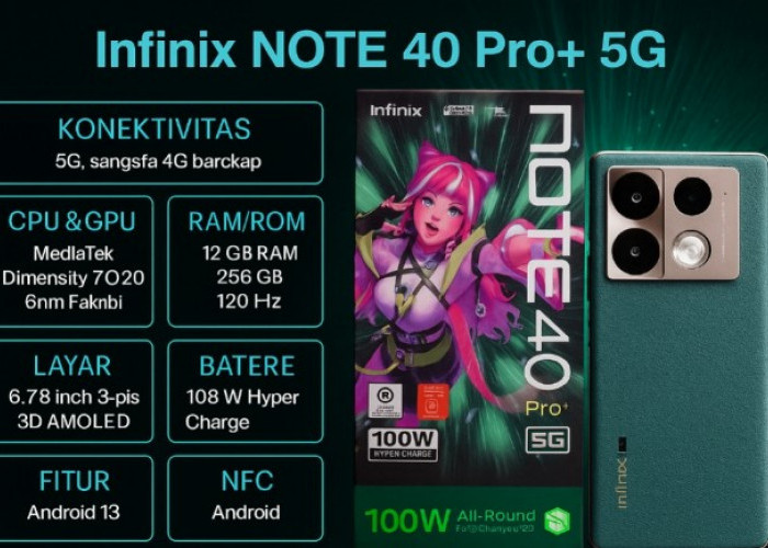 Infinix Note 40 Pro+ 5G Tawarkan Performa Lebih Gahar, Dibekali Fitur Hyper Charge Isi Daya 10 Menit
