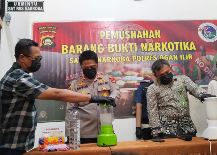 Barang Bukti Sabu 1 Kg Dimusnahkan, Sat Res Narkoba Polres Ogan Ilir Berhasil Selamatkan 5.000 Anak Bangsa