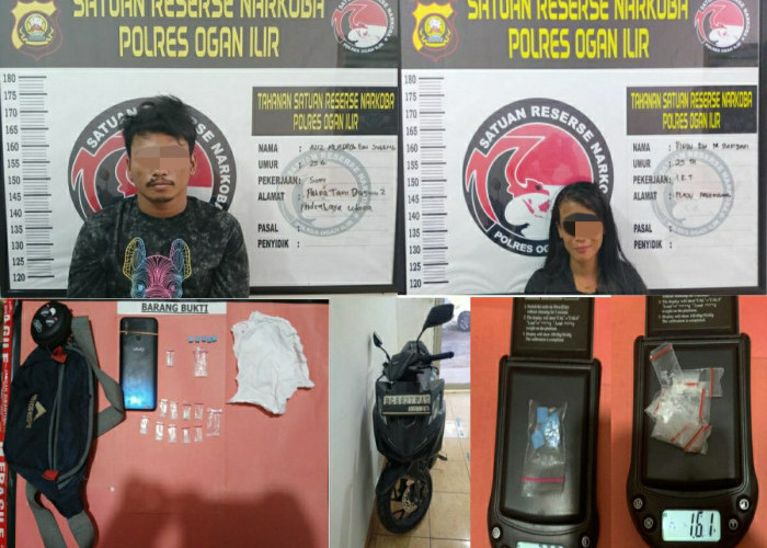 Jadi Pengedar Sabu dan Ineks, Seorang Wanita Ditangkap Sat Res Narkoba Polres Ogan Ilir Bersama Teman Prianya