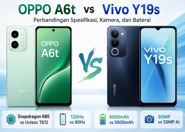 OPPO A6t vs Vivo Y19s Pro, Mana yang Lebih Layak Dibeli? Ini Perbandingan Spesifikasi, Kamera, dan Baterainya
