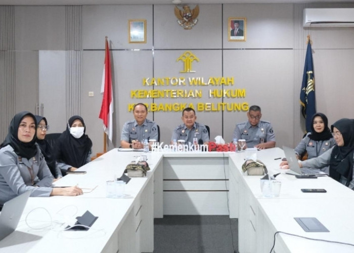 Konferensi Pers Pembaruan Hukum Pidana, Kanwil Kemenkum Babel Ikut Secara Daring