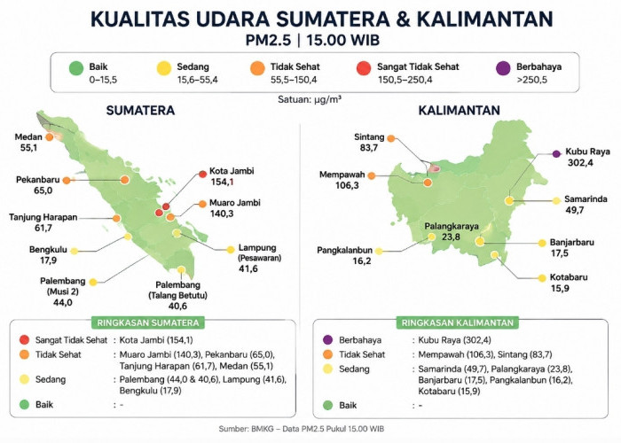 Cek Kualitas Udara Sumatera-Kalimantan: Jambi Memburuk, Palembang Masuk Kategori Ini