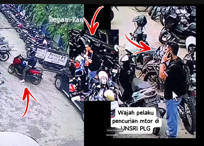 Pelaku Curanmor Berlagak Mahasiswa Beraksi di Parkiran Unsri Bukit Terekam CCTV    