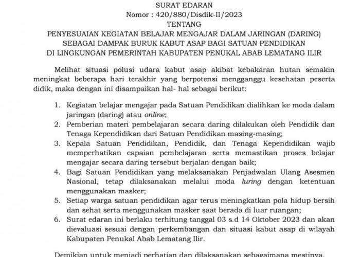 Tak Hanya di Palembang, Siswa di PALI Juga Belajar Secara Daring Akibat Kabut Asap