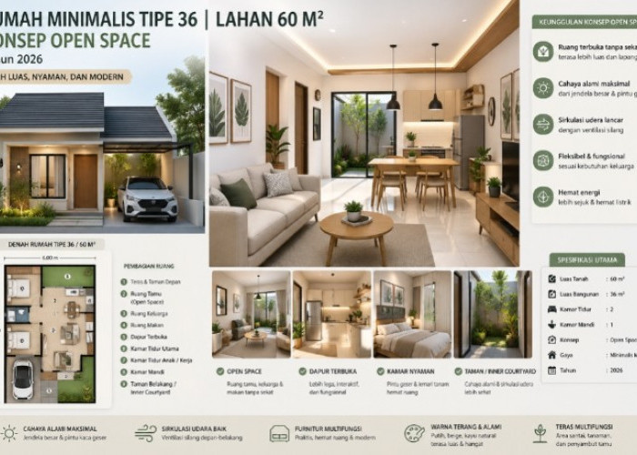 Tren Rumah Minimalis Tipe 36 Tahun 2026: Konsep Open Space Jadi Solusi Hunian Mungil Terasa Luas
