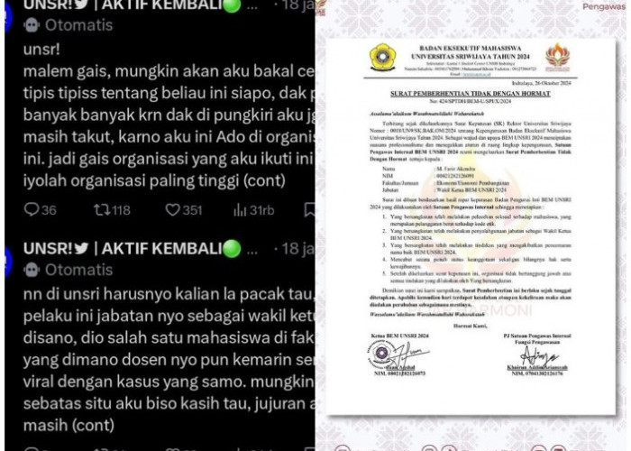 Isu Dugaan Amoral Yang Terjadi di Universitas Sriwijaya, Ditanggapi Serius Oleh Mantan BEM 