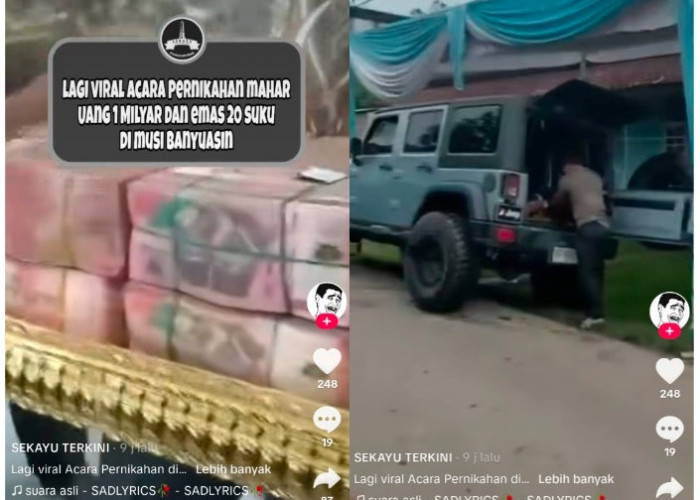 HEBOH! Video Uang Mahar Pernikahan di Muba, Pengantin Pria Kasih Uang Rp1 Miliar, Berlian Hingga Rubicon