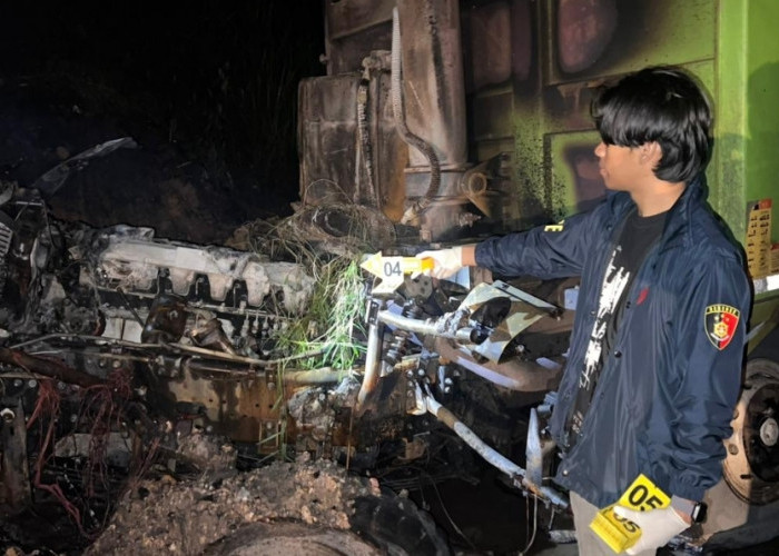 Tabrakan Dua Truk Batu Bara di Muratara, Satu Sopir Tewas Terbakar, Lainya Luka-luka