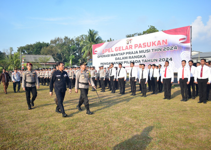 Gelar Pasukan Ops Mantap Praja, Polres OKI Siap Amankan Tahapan Pilkada 2024