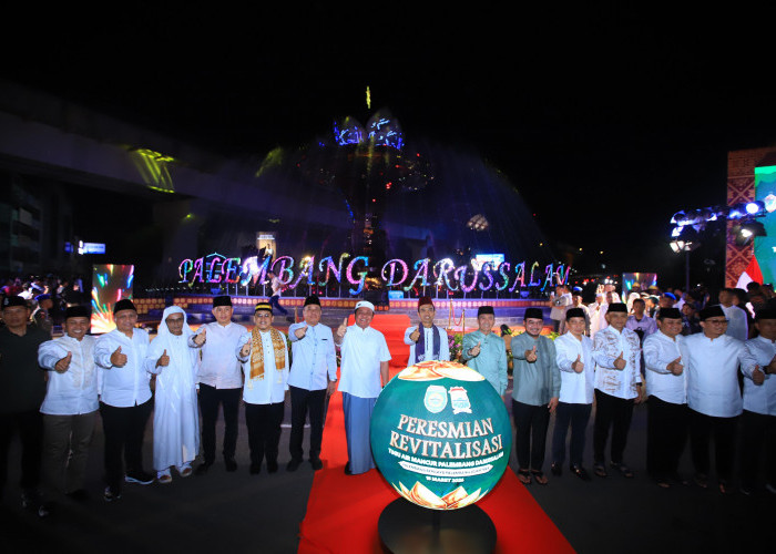 Tugu Air Mancur Palembang Berwajah Baru, Revitalisasi Rp 10 Miliar Diresmikan Gubernur Sumsel