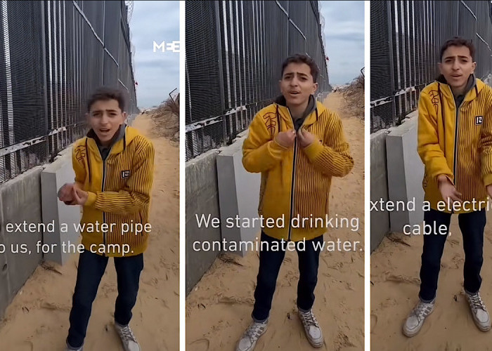 Pemuda Gaza Tunjuk Terali Perbatasan Mesir yang Makin Diperkecil, Memberi Air Minum Saja Mereka Tak Sudi! 