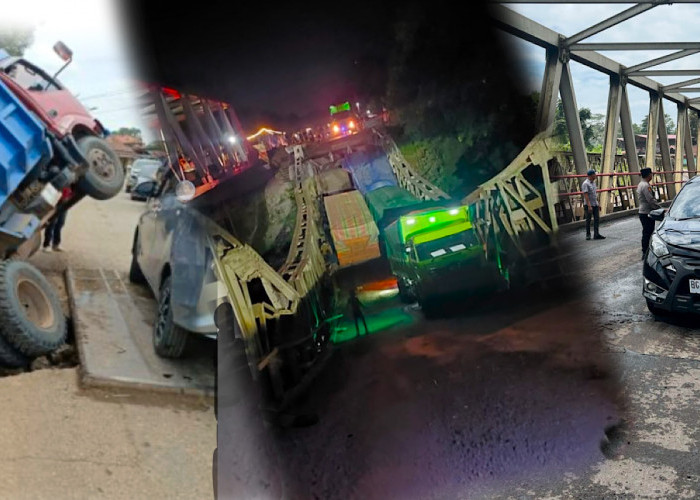 Putus Total, Jembatan Muara Lawai Ambruk, Jembatan Darurat Masih Perbaikan