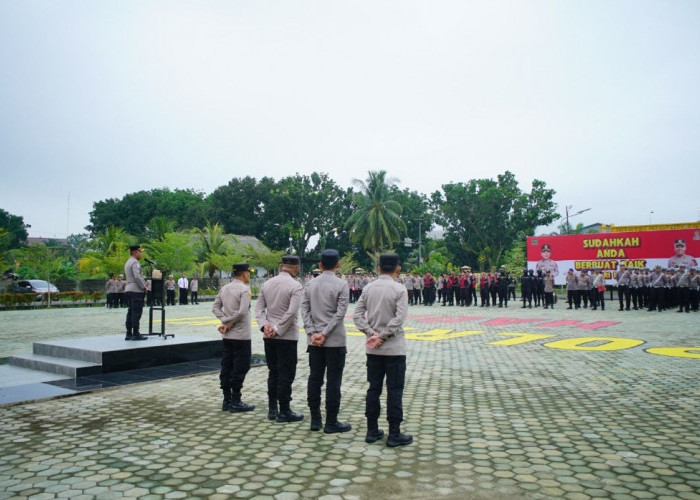 Giat Apel Pagi Kapolres OKI Tegaskan Larangan Penyalahgunaan Narkoba kepada Personel