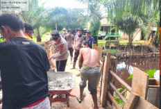 Sambut Bhayangkara ke-80, Polres OKI Turunkan Personel dan Brimob Polda Sumsel Perbaiki Jembatan