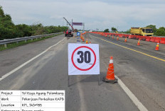 Pengendara Dihimbau Berhati-hati Jalan Tol Kayuagung - Palembang Terapkan Uji Coba Rekayasa Lalin
