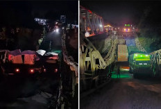 Jembatan Muara Lawai Lahat-Muara Enim Ambruk 4 Truk Batubara Nyungsep, 1 Sopir Terjepit 