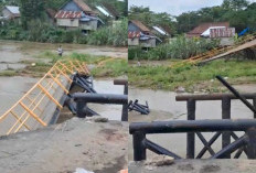 Baru Sehari Finishing Perbaikan, Jembatan Lubuk Rukam di Ogan Ilir Kembali Ambruk Diterjang Rumput Kumpai
