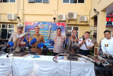 Polres OKI Musnahkan Puluhan Knalpot Brong, Hasil KRYD Pasca Ops Ketupat Musi 2025