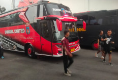 Laga Ujicoba Sumsel United FC di Stadion JSC Palembang, Tri Brata Raflesia Datang Lebih Awal Pakai Bus Brimob 