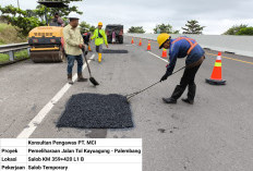 Perbaikan Jalan Berlubang di Ruas Tol Kayuagung-Palembang H-7 Selesai