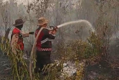Satgas Karhutla Polres OKI Padamkan Api dan Pendinginan Lahan di Kayuagung