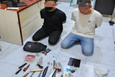 2 Orang Pria Diamankan Polres Ogan Ilir Saat Razia KRYD, Karena Ditemukan Senpi Hingga Narkoba di Mobil