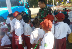 Antusias Pelajar Sekolah Dasar Desa Cukil Pada Acara Pembukaan TMMD Reg Ke 129 Tahun 2026