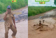 Protes Jalan Rusak Tak Kunjung Diperbaiki, Warga Rengas Ogan Ilir Nekat Nyebur ke Kubangan Lumpur