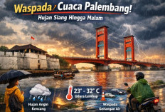 Peringatan Dini BMKG, Waspada Cuaca Palembang dan Sekitarnya Berpotensi Hujan Ringan